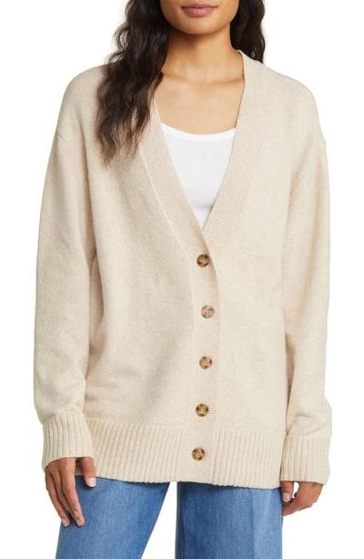 Caslon V-neck Cocoon Cardigan In Tan Doeskin Heather