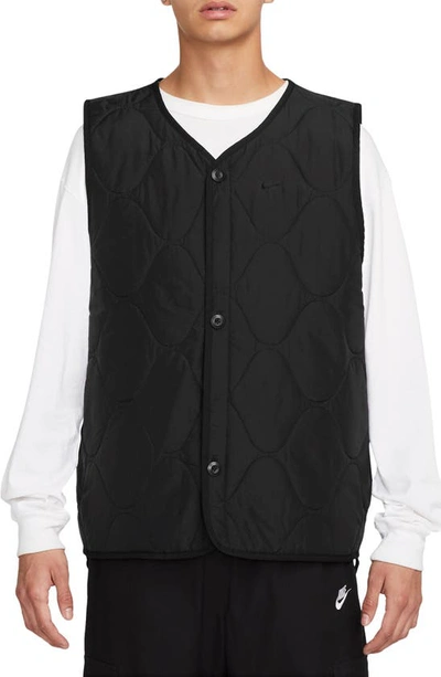 Nike Life Woven Insulated Military Waistcoat In Black/(white)