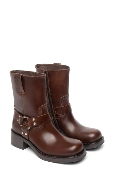 Nerogiardini Leather Harness Biker Booties In Brown