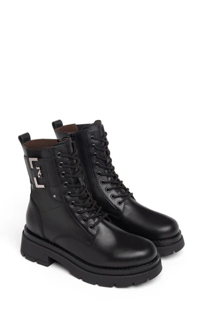 Nerogiardini Logo Cuff Lace-up Combat Boots In Black