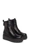 Nerogiardini Logo Plate Platform Wedge Bootie In Black