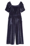Nordstrom Kids' Stretch Velvet Romper In Navy Peacoat