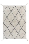 Lorena Canals Mini Bereber Washable Cotton Blend Rug In Natural Black
