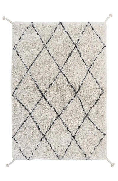 Lorena Canals Mini Bereber Washable Cotton Blend Rug In Natural Black