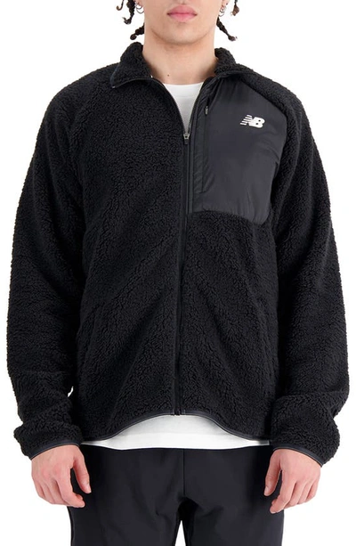 New Balance Q Speed Faux Shearling Jacket In Black