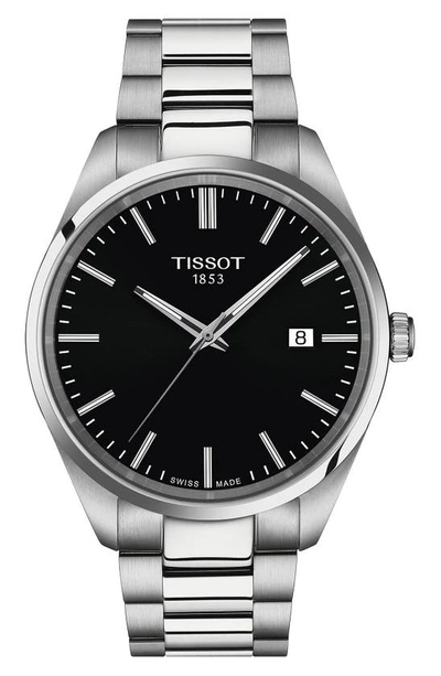 Tissot Men's Swiss Pr 100 Stainless Steel Bracelet Watch 40mm In Black