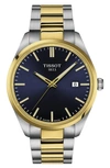 Tissot Men's Swiss Pr 100 Two-tone Stainless Steel Bracelet Watch 40mm In Blue