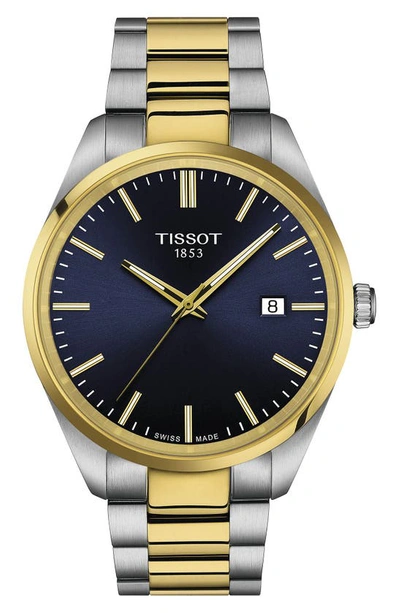 Tissot Men's Swiss Pr 100 Two-tone Stainless Steel Bracelet Watch 40mm In Blue