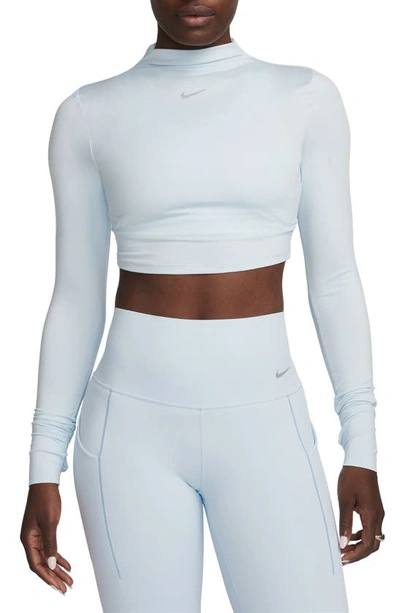 Nike Women's Dri-fit One Luxe Long-sleeve Cropped Top In Blue