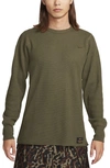 Nike Men's Life Long-sleeve Heavyweight Waffle Top In Green