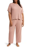 Nordstrom Moonlight Eco Easy Rib Pajamas In Tan Burlwood