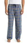 Majestic Plaid Cotton Flannel Pajama Pants In Denim Blue