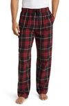Majestic Plaid Cotton Flannel Pajama Pants In Cherry