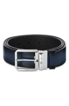 Montblanc Men's Square-buckle Reversible Leather Belt, 35mm In Black