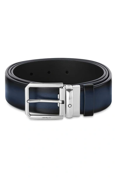 Montblanc Men's Square-buckle Reversible Leather Belt, 35mm In Black
