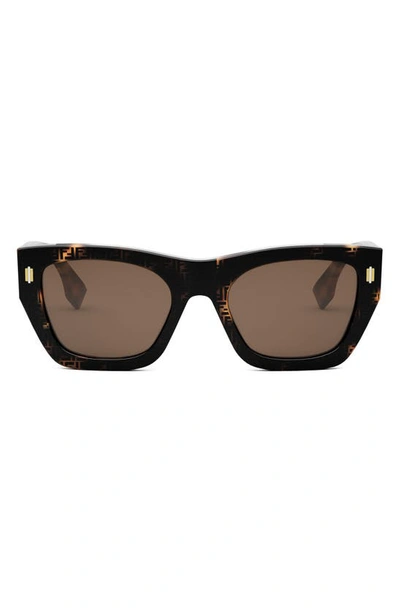 Fendi Roma Acetate Rectangle Sunglasses In Havana/brown Solid