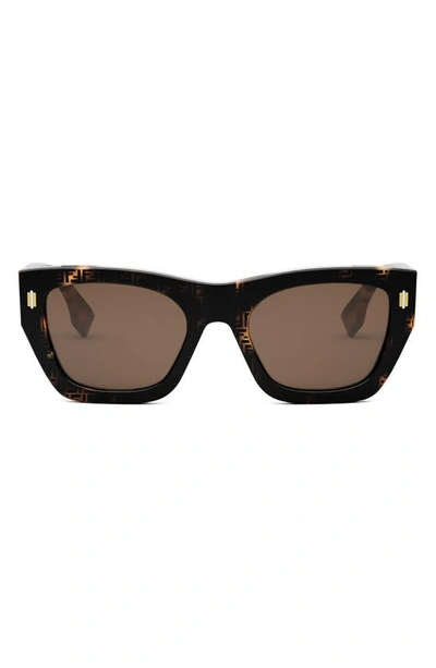 Fendi Roma Rectangular Sunglasses In Havana