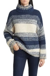 Wit & Wisdom Ombré Stripe Turtleneck Sweater In Navy Multi