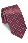 Canali Geometric Micro Neat Silk Classic Tie In Red