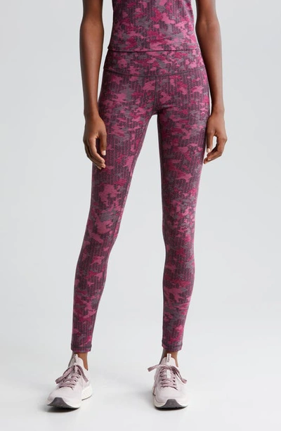 Zella Jacquard Ankle Leggings In Pink Bright Camo Jacquard