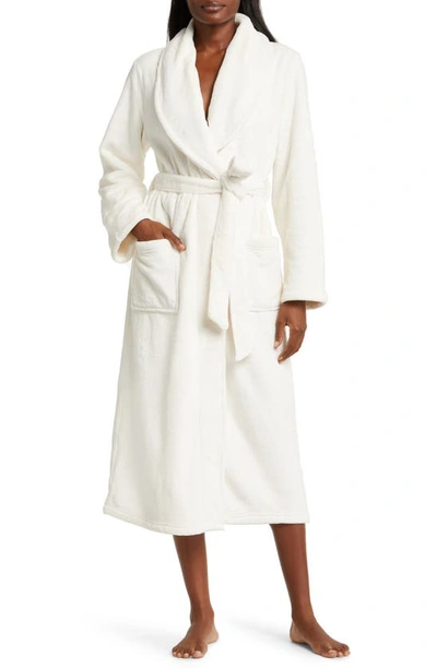 Nordstrom Shawl Collar Plush Longline Robe In Ivory Egret