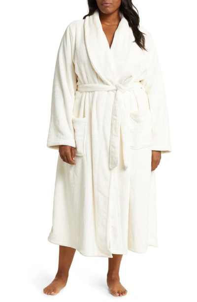 Nordstrom Shawl Collar Plush Robe In Ivory Egret