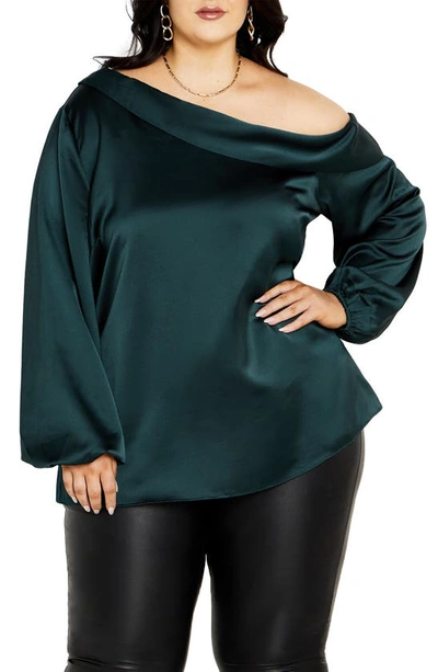 City Chic Azalea One-shoulder Top In Emerald