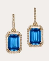 GOSHWARA WOMEN'S DIAMOND & LONDON BLUE TOPAZ EMERALD-CUT HOOP EARRINGS
