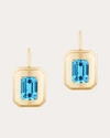 Goshwara Queen Emerald Cut Lever-back Earrings In Blue