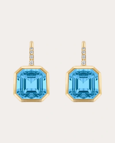 Goshwara Women's Gossip 18k Yellow Gold, London Blue Topaz, & 0.09 Tcw Diamond Drop Earrings