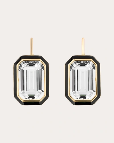 GOSHWARA WOMEN'S QUEEN 18K GOLD ENAMEL AND ROCK CRYSTAL EARRINGS