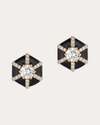 GOSHWARA WOMEN'S DIAMOND & BLACK ENAMEL HEXAGON STUD EARRINGS