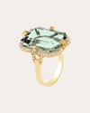 Goshwara 18k Yellow Gold Embellished Diamond And Prasiolite Ring In Gold
