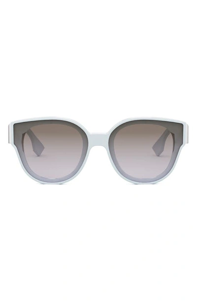 Fendi First Blue Acetate Round Sunglasses In Shiny Light Blue / Brown