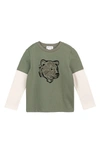 MILES THE LABEL MILES THE LABEL BIG BEAR LONG SLEEVE ORGANIC COTTON GRAPHIC T-SHIRT