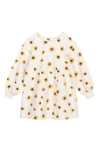 Miles The Label Babies' Sunflower Print Long Sleeve Organic Cotton Dress In Beige