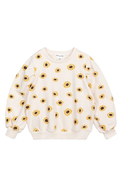 Miles The Label Babies' Sunflower Print Organic Cotton Terry Sweatshirt In Beige