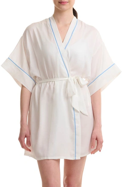 Splendid Women's Piped Satin Dressing Gown In Bright White