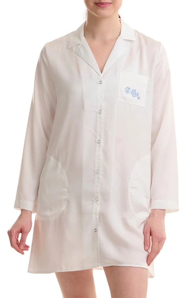 Splendid Long Sleeve Boyfriend Sleep Shirt In Bright White