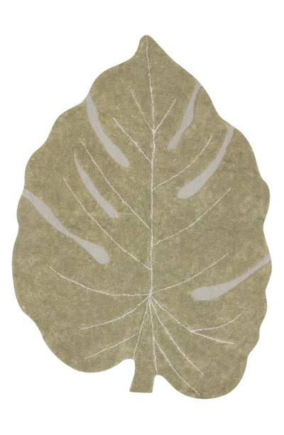 Lorena Canals Kids' Washable Rug Monstera In Olive