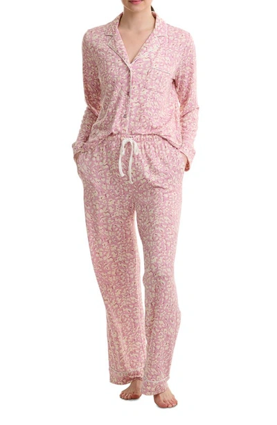 Splendid Women's 2-pc. Drawstring-waist Pajamas Set In Pink Leo