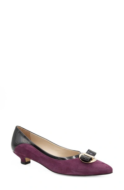 Amalfi By Rangoni Ariete Pointed Toe Pump In Eggplant Cashmere Black Glove