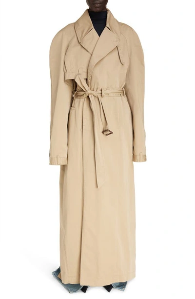 Balenciaga Deconstructed Oversize Trench Coat In Desert Beige