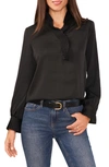 VINCE CAMUTO PLEATED NECK & CUFF HAMMER SATIN BLOUSE