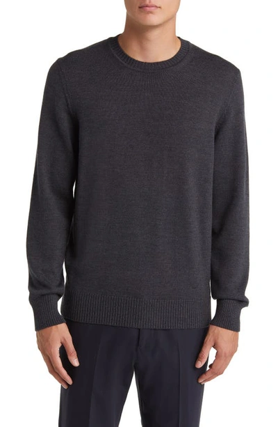 Emporio Armani Embroidered-logo Wool Knit Sweater In Grey