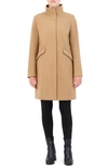 Cole Haan Signature Wool Blend Twill Full-zip Coat In Beige