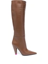 3juin 105mm Leather Knee-length Boots In Brown
