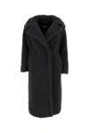 Ugg Gertrude Long Teddy Coat Ink Black In Black