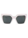Versace Logo-embossed Square-frame Sunglasses In 314/87 White