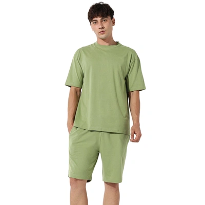 Campus Sutra Solid Oversized Co-ord Set In Green